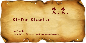 Kiffer Klaudia névjegykártya